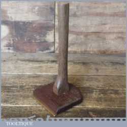 Vintage 4” Mahogany Brass Veneer Hammer With Oak Handle - Good Condition