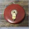 Crisp Vintage Chesterman 100ft Leather Bound Winding Steel Tape Measure