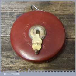Crisp Vintage Chesterman 100ft Leather Bound Winding Steel Tape Measure