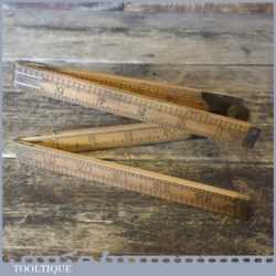 Vintage Rabone No: 1377 Boxwood Brass 24” Folding Ruler - Good Condition