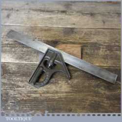 Vintage J Rabone No: 1902 Steel Adjustable Combination Square - Fully Refurbished