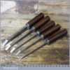 Nice Set Of 5 Vintage Cast Steel Mortice Chisels - Sharpened Honed