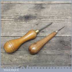 Two Vintage Bradawl Tools For Woodworking Or Leather Making