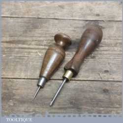 Two Vintage Bradawl Tools For Woodworking Or Leather Making