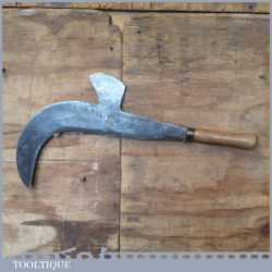 Large Antique French Billhook 15” Blade And Hatchet - Sharpened