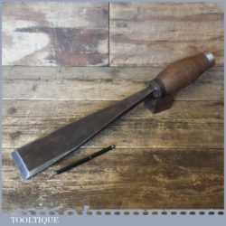 Rare Antique Dutch 3” Bevel Edge Timber Framing Chisel - Reinforced Oak Handle