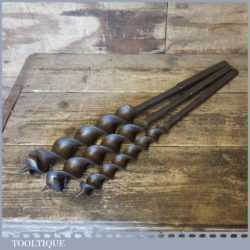 3 Rare Antique Glipins Gedge’s Pattern Boring Machine Auger Bits 1⅛” 1 ½” 1 ¾”