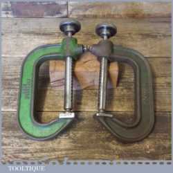 Scarce Vintage Pair 4” Meeks Speetol2 Heavy Duty G Clamps - Good Condition