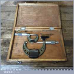 2 Boxed Vintage Mitutoyo Metric Micrometers - Good Condition