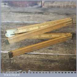 Vintage J Rabone Boxwood Brass 24” Folding Ruler - Good Condition