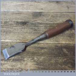 Vintage Old 1 3/16” Signed Japanese Laminated Forge Steel Firmer Chisel