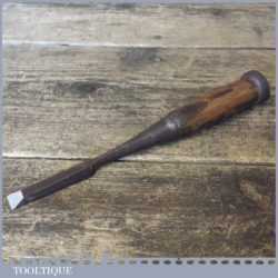 Vintage old 1/2” Signed Japanese laminated steel Bevel edge chisel