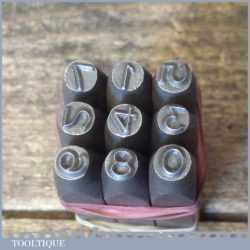 Vintage Set Of 9 Number ¼” Stamps In Good Condition