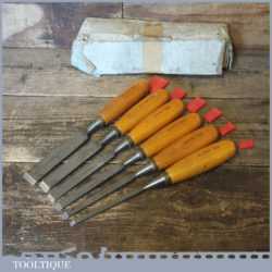 Vintage Set 6 No: Footprint Socketed Firmer Chisels 1/4” To 1