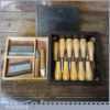Boxed Set Of 11 No: Carving Chisels Knives Slip Stones - Good Condition