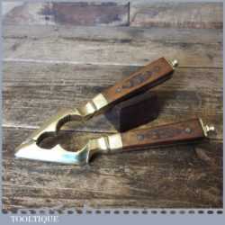 Attractive Pair Brass Nutcrackers Carved Wooden Handles