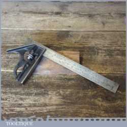 Vintage L.S.S Starrett USA Cast Steel Adjustable Combination Square - Good Condition