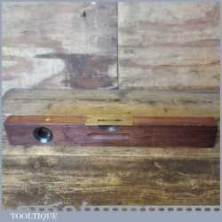 Vintage J Rabone 18” Mahogany Brass Spirit Level - Original Bubble