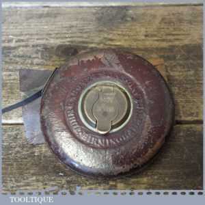 Vintage No: 4151 John Rabone 50ft Leather Bound Steel Tape Measure