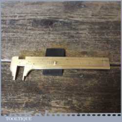 Vintage Imperial Metric Internal External Brass Caliper Ruler - Good Condition