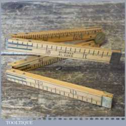 Scarce Vintage Hockley Abbey No: 1150 Boxwood Brass 12” Folding Ruler