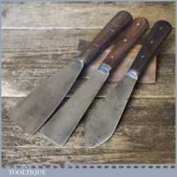 2 Quality Vintage Rosewood Scrapers 1 Putty Knife - Good Condition