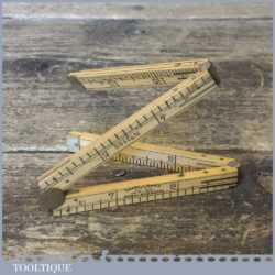 Scarce Vintage Hockley Abbey No: 1150 Boxwood Brass 12” Folding Ruler