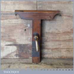 Antique mahogany saw vice with 11” jaws and nice brass tightening handle, in good used condition