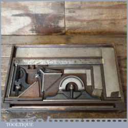 Vintage Box Engineer’s Tools Combination Square Protractor Centre Finder Ruler
