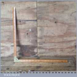 Vintage J E Buck Landport Boxwood Brass 18” Folding Tailors Square & Ruler