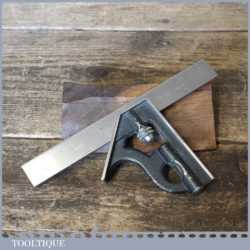 Vintage Starrett USA 6” Cast Steel Adjustable Combination Square - Good Condition