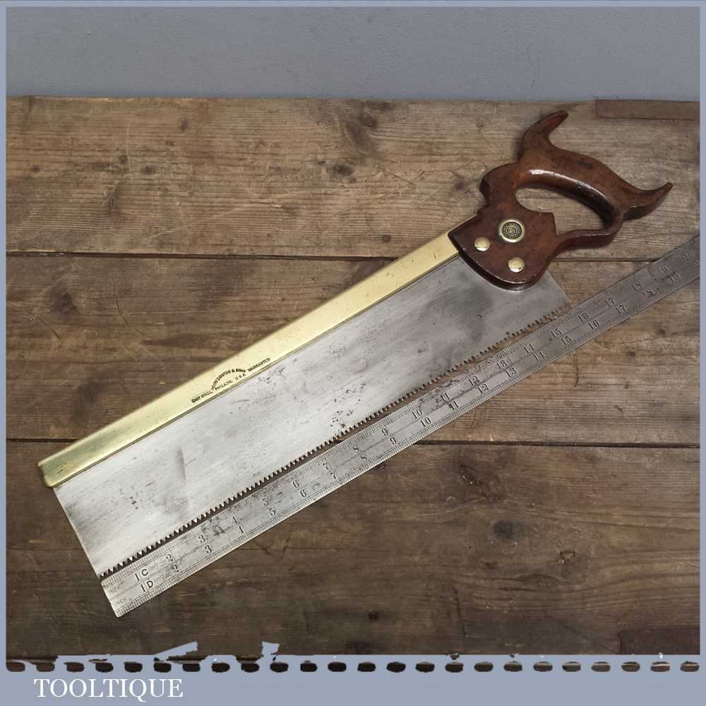 Scarce Vintage Disston 16” Brass Back Tenon Saw