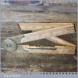 Crisp Vintage John Rabone No: 1190 Boxwood Brass 2ft Four-Fold Rule