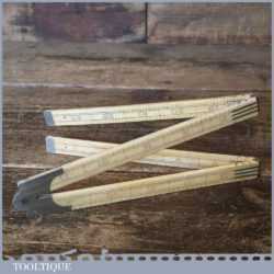 Antique Ivory And German Silver 24” Folding Ruler - Good Condition