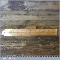 Vintage E Preston 24” Boxwood And Brass Folding Ruler
