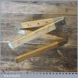 Unusual Vintage Carpenter’s Boxwood And Brass 24” Folding Ruler
