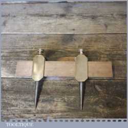 Vintage Pair Carpenters 5 ¾” Gunmetal Trammel Points Brass Screws