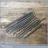 Old vintage set of 10 No: stone mason’s or sculpture's chisels in good used condition.