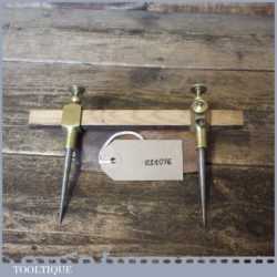 Scarce Vintage Pair W Marples Shamrock 5” Brass Trammel Points