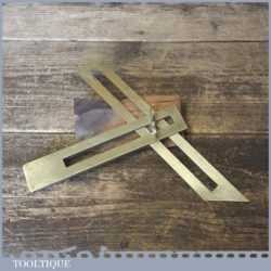 Unusual Vintage Solid Brass Sliding Bevel 8 ½” Blade - Good Condition