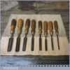 Vintage Set 8 No: Gouge Chisels Assorted Makers London Pattern Handles