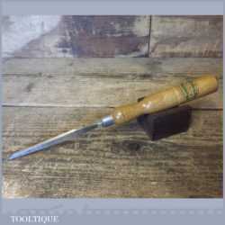F Woodcock Carpenter’s 1/8” Skewed Carving Chisel Beechwood Handle - Sharpened Honed