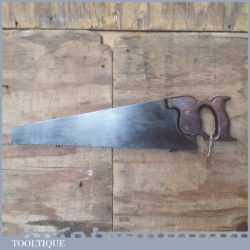 Antique 19” Abraham Ashton 1881 Straight Back Cross Cut Panel Handsaw - Sharpened