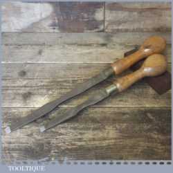 2 No: Large vintage W. Marples & Sons cabinet makers beechwood handled turnscrew screwdrivers, fully refurbished ready for use