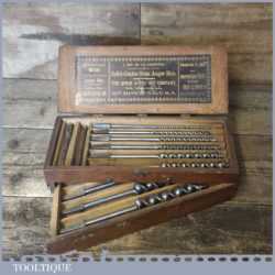 Vintage Set 9 No: Irwin USA Auger Bits In Original Mahogany Box