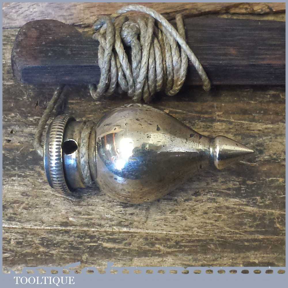Small Vintage Solid Brass Plumb Bob With String Good Condition