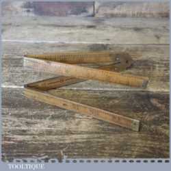 Vintage John Rabone 24” Boxwood Brass Folding Ruler - Good Condition