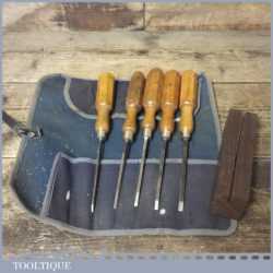 5 No: Vintage Carpenter’s Firmer Chisels Boxwood Handles - Sharpened Honed
