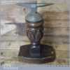 Vintage Craftsman Clockmakers Anvil On Decorative Carved Wooden Plinth