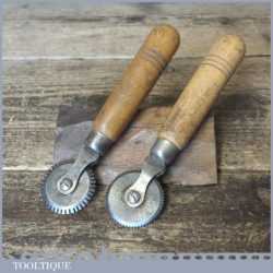 Vintage Pair Ridgely Beech Handled Stitch Marking Wheels - Good Condition
